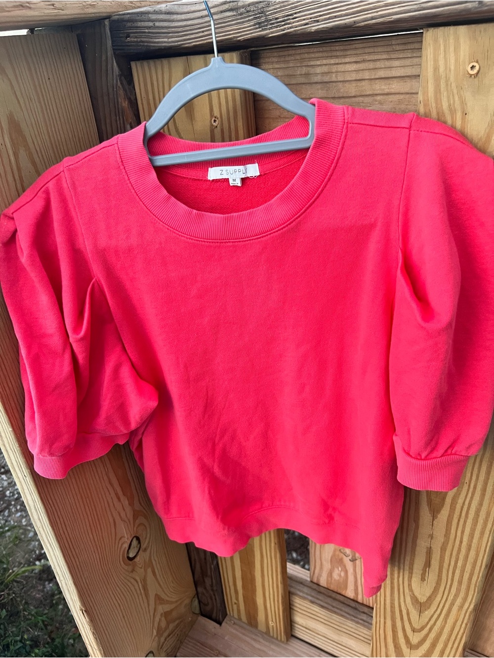Z Supply Coral Puff Sleeve Sweatshirt